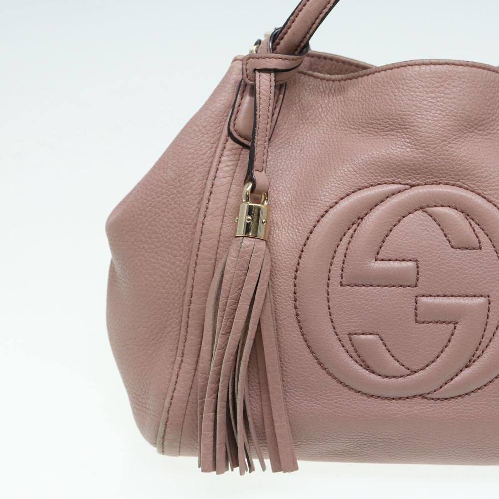 GUCCI Soho Hand Bag Leather 2way Gold Pink 336751 Auth am6760 - Picture 15 of 16